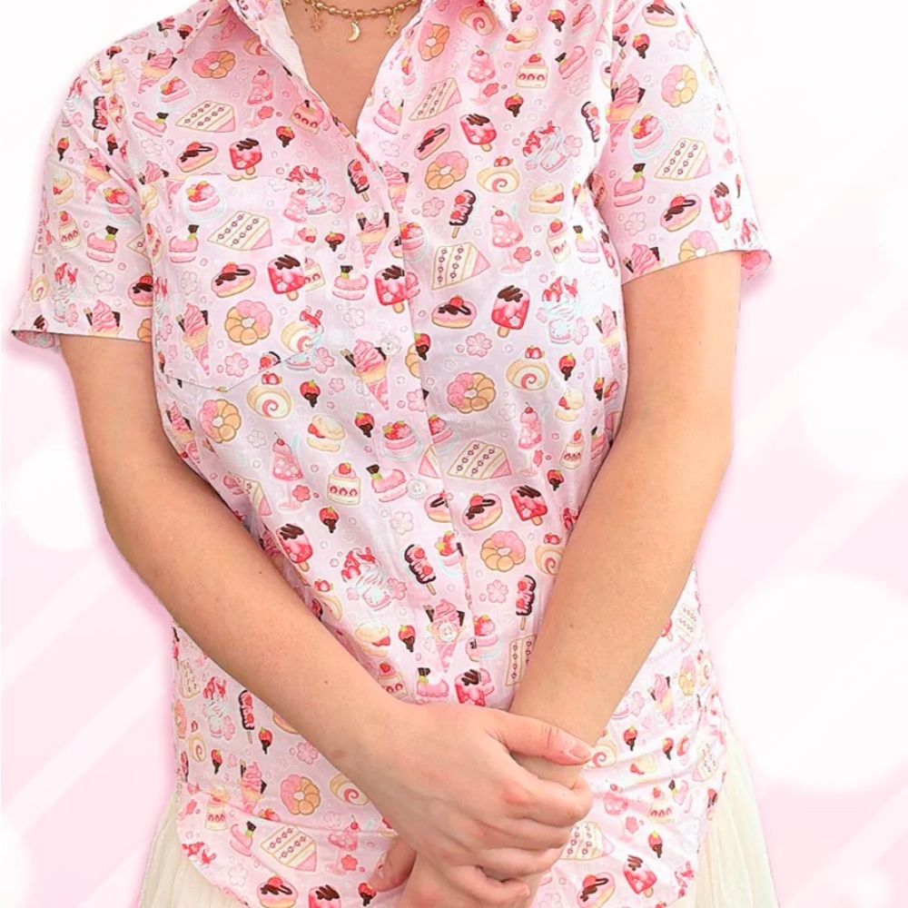 Sakura Strawberry Delights - Cotton Button Up Shirt